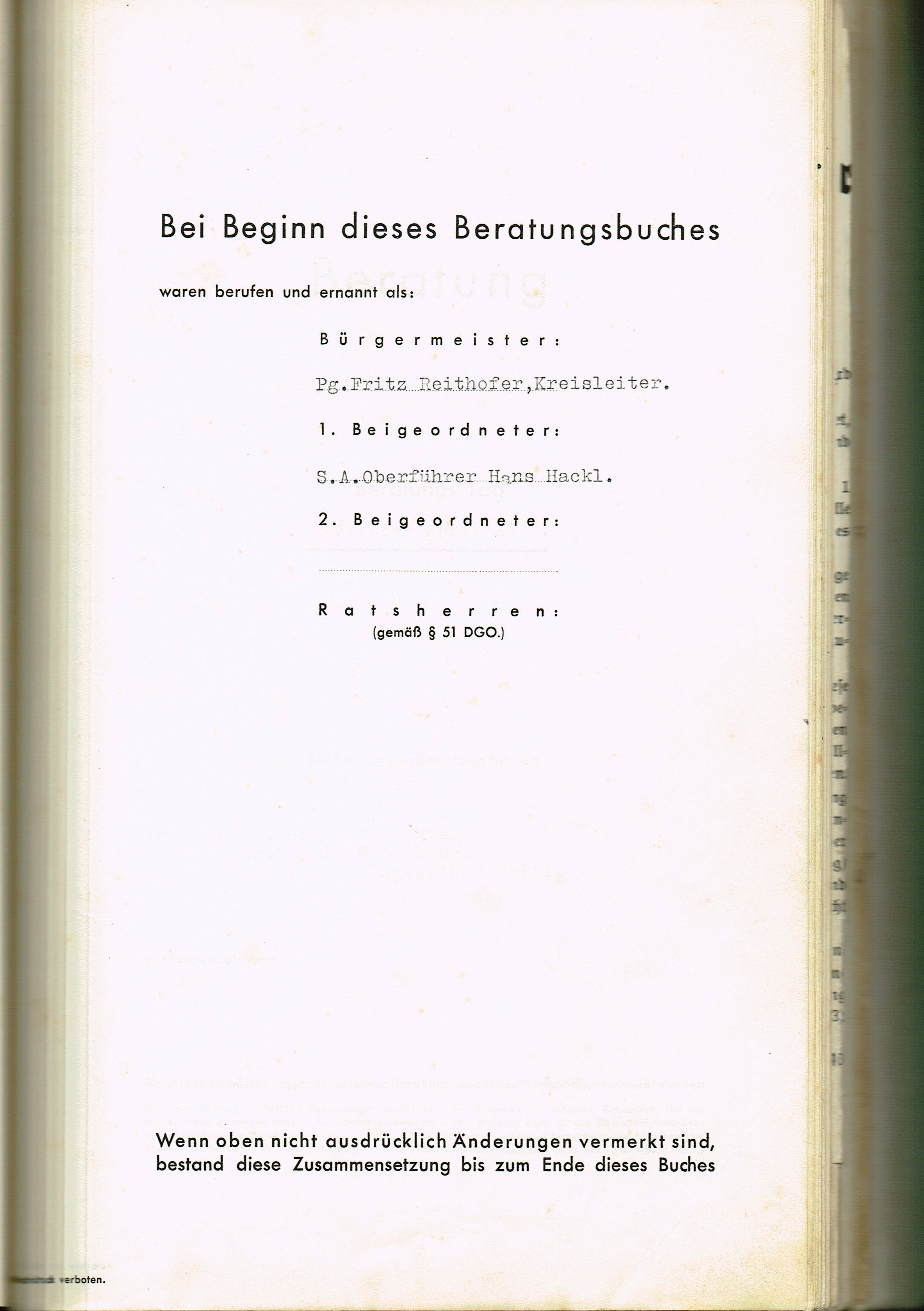 Beratungsbuch der Stadt Braunau, Vorblatt